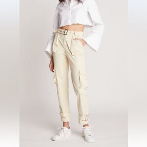 CHOOSY Women's Cream Cargo Pants